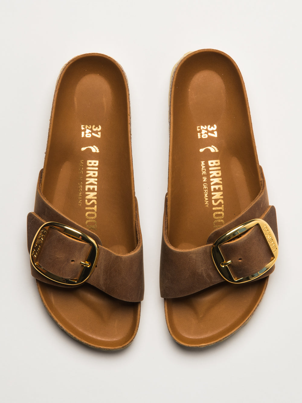 WOMENS BIRKENSTOCK MADRID BIG BUCKLE OILED LEATHER SANDALS