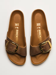WOMENS BIRKENSTOCK MADRID BIG BUCKLE OILED LEATHER SANDALS
