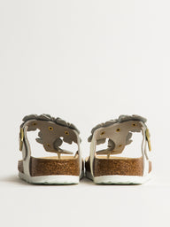 WOMENS BIRKENSTOCK GIZEH FLOWER LEATHER SANDALS - WHITE