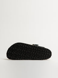 WOMENS BIRKENSTOCK GIZEH FLOWER LEATHER SANDALS - BLACK